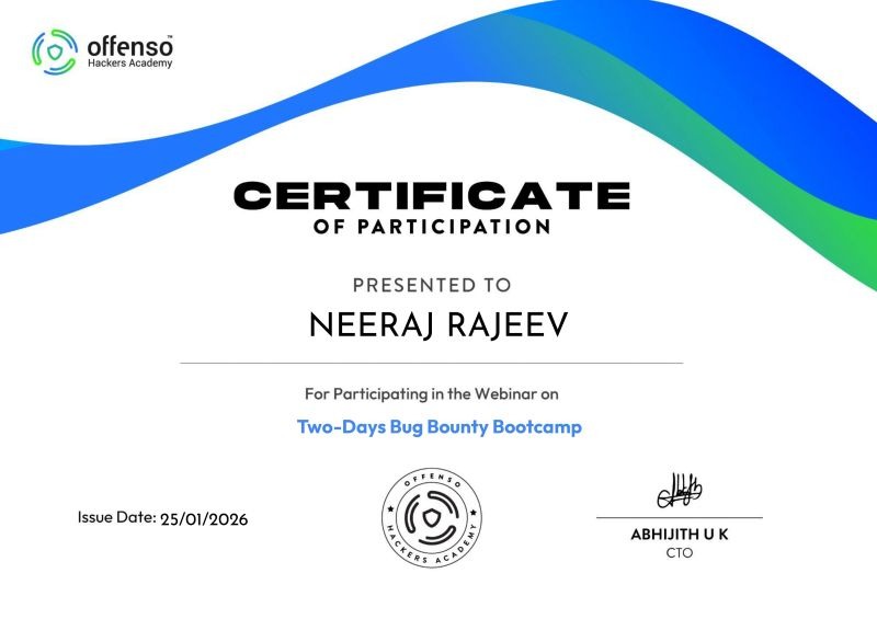 Two-Days Bug Bounty Bootcamp Certificate
